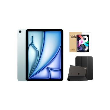 Apple - 11-inch iPad Air (Latest Model) M2 chip Wi-Fi 128GB - Blue With Black Case Bundle