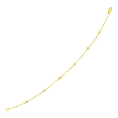 14k Yellow Gold Bracelet with Diamond Stations (7 Inch)