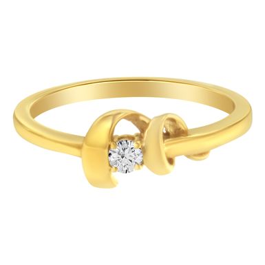 10kt Yellow Gold 1/10 Cttw Brilliant Round-cut Diamond Swirling Solitaire Promise Ring (H-I Color, SI2-I1 Clarity) - Size 9