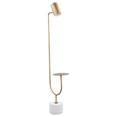 Jodie Round Base Floor Lamp Antique Brass and Grey