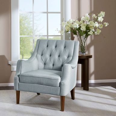 Dusty Blue Qwen Button Tufted Accent Chair