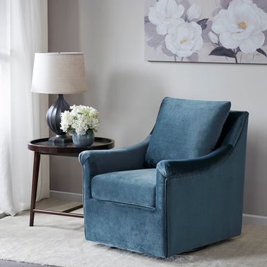 Blue Deanna Upholstered Swivel Accent Chair