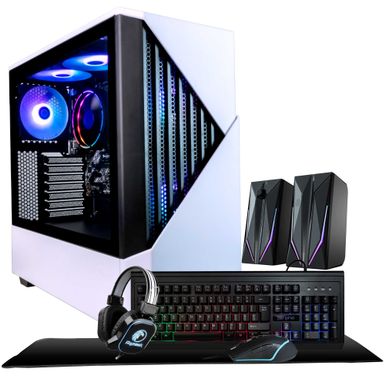 Periphio Castle Gaming PC Computer | AMD Ryzen 5 5600G | Radeon Vega 7 Graphics | 1TB Solid State (SSD) | 16GB DDR4 RAM | Windows 11 | RGB Elite 4-in-1 Gaming Bundle + RGB Speakers