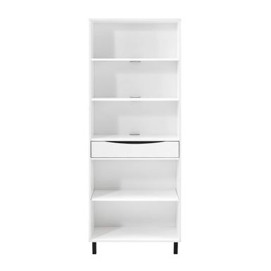 Walker Edison - Modern Drawer 5-Shelf Tall Bookcase - Solid White