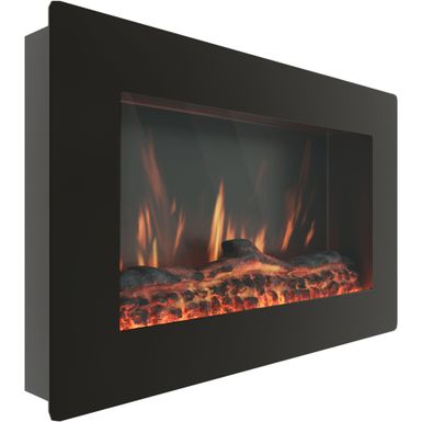 Callisto 30-In. Wall-Mount Electric Fireplace with Flat Panel and Realistic Logs