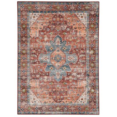 Wania Rust And Ivory 5X7 Washable Area Rug