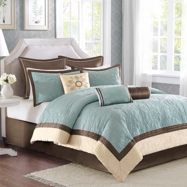 Blue Juliana 9 Piece Charmeuse Comforter Set King