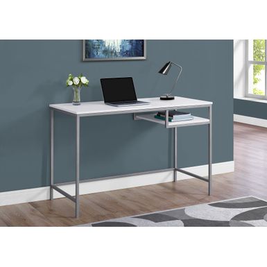 Computer Desk/ Home Office/ Laptop/ 48"L/ Work/ Metal/ Laminate/ White/ Grey/ Contemporary/ Modern