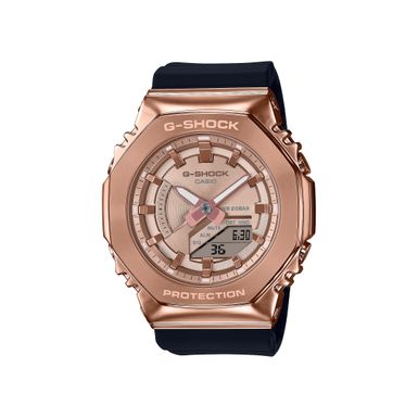 G-Shock - Ladies G-Shock Analog/Digital Rose Gold & Black Strap Watch Rose Gold Dial