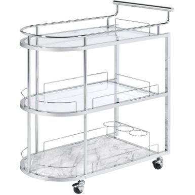 ACME Inyo Serving Cart, Clear Glass & Chrome Finish