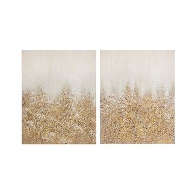 Golden Glimmer Heavily Embellished 2-piece Canvas Wall Art Set