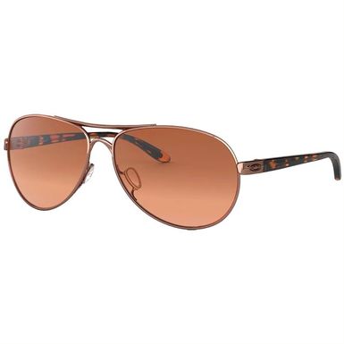 Oakley Women's Feedback Sunglasses (OO4079-01, Rose Gold Frame/Brown Gradient)