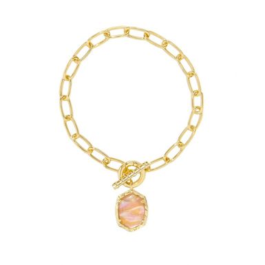 Kendra Scott Daphne Link and Chain Bracelet (Gold/Light Pink Iridescent Abalone)