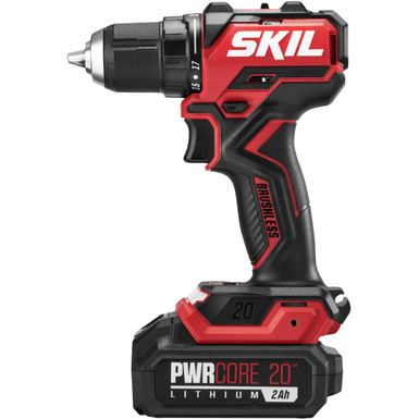 SKIL PWR CORE 20 Brushless 20V 1/2 IN. Compact Drill Driver Kit - Black/Red