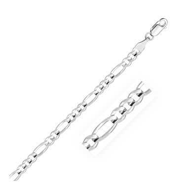 4.6mm 14k White Gold Solid Figaro Chain (18 Inch)