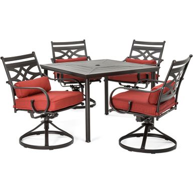 Montclair 5pc: 4 Swivel Rockers, 40" Square Dining Table