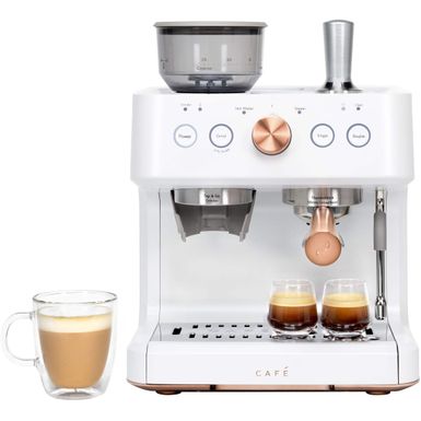 Café - Bellissimo Semi-Automatic Espresso Machine with 15 bars of pressure, Milk Frother, and Built-In Wi-Fi - Matte White