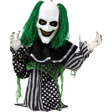 Animatronic Groundbreaker Clown with Lights and Sound, Indoor or Covered Outdoor Halloween Decoration