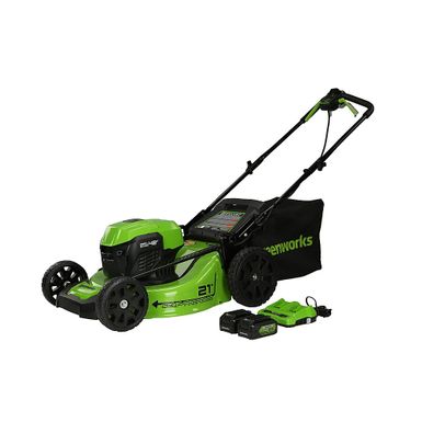 Greenworks - 24V (2x24V) 21-Inch Self-Propelled Lawn Mower (2 x 5.0Ah Batteries and Charger Included) - Green