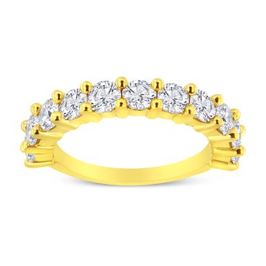 14K Yellow Gold Plated .925 Sterling Silver 1.00 Cttw Round-Cut Diamond 11 Stone Wedding Band Ring (J-K Color, I1-I2 Clarity) - Size 8