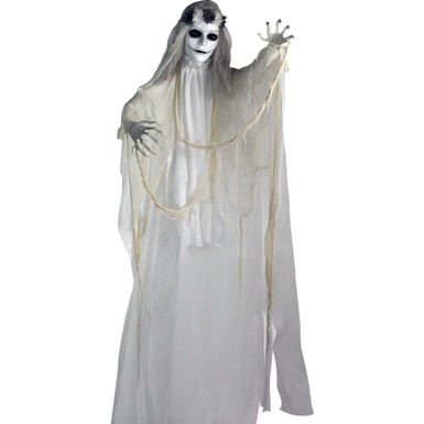 Life-Size Animatronic Ghost Bride with Lights and Sound, Indoor or Covered Outdoor Halloween Decoration