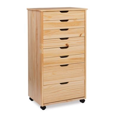 Carlisle Eight Drawer Rolling Storage Cart Natural