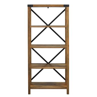 Walker Edison - 64 Farmhouse 4-Shelf Bookcase - Rustic Oak