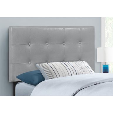 Bed/ Headboard Only/ Twin Size/ Bedroom/ Upholstered/ Pu Leather Look/ Grey/ Transitional