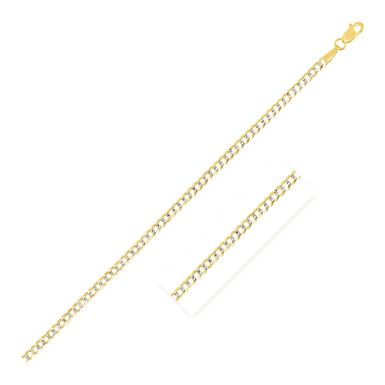 2.6 mm 14k Two Tone Gold Pave Curb Chain (18 Inch)