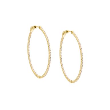 Fancy Thin CZ Open Hoop Earring