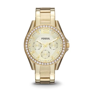 Fossil  - Ladies Riley Gold-Tone Multifunction Watch Champagne Dial