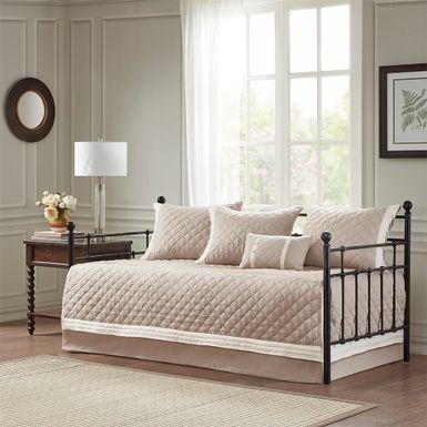 Khaki Breanna 6 Piece Cotton Daybed Cover Set, Daybed