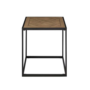 Walker Edison - Modern Parquet Square Side Table - Parquet Veneer