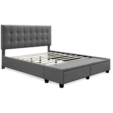 Click Decor - ClickDecor Edmond Storage Bed with Adjustable Height Headboard Queen Size Dark Gray - Dark Gray