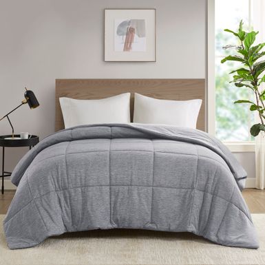 Grey Comfort Cool Jersey Knit Oversized Down Alternative Comforter Full/Queen