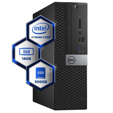 Dell Optiplex 7050 Desktop Computer, Intel i7-6700 (3.4), 16GB DDR4 RAM, 500GB SSD Solid State, Windows 10 Professional (Refurbished)