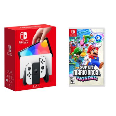 Nintendo - Switch OLED White + Super Mario Wonder BUNDLE