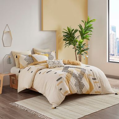 Yellow Arizona 3 Piece Cotton Duvet Cover Set, King/Cal King