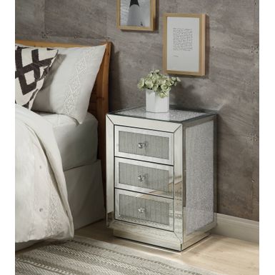 ACME Noralie Accent Table, Mirrored & Faux Diamonds