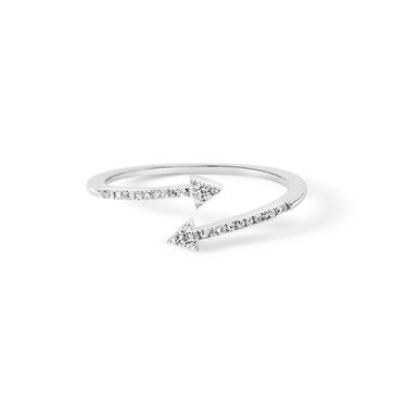 .925 Sterling Silver 1/5 Cttw Diamond Double Arrowhead Open Ring (I-J Color, I2-I3 Clarity) - Ring Size 7