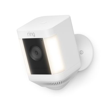 Ring - Spotlight Cam Plus Outdoor/Indoor Wireless 1080p Battery Surveillance Camera - White