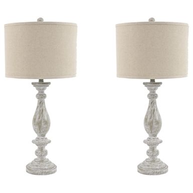 Whitewash Bernadate Poly Table Lamp (2/CN)