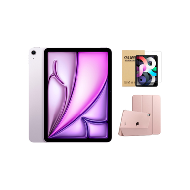 Apple - 11-inch iPad Air (Latest Model) M2 chip Wi-Fi 256GB - Purple With Rose Gold Case Bundle