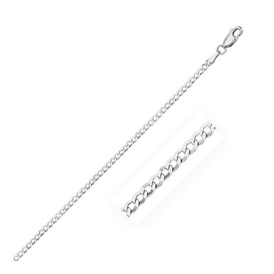 2.6mm 14k White Gold Solid Curb Chain (20 Inch)