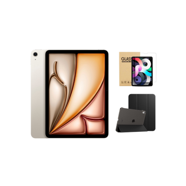 Apple - 11-inch iPad Air (Latest Model) M2 chip Wi-Fi 256GB - Starlight With Black Case Bundle