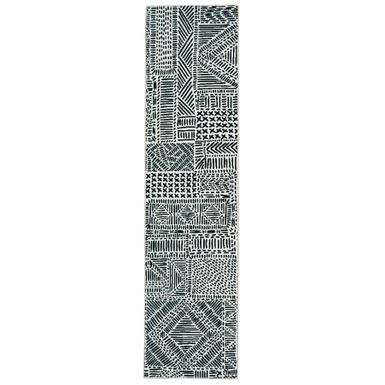 Winslow Ivory And Black 2X8 Washable Area Rug