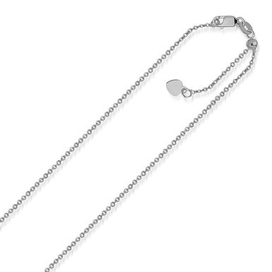 14k White Gold Singapore Style Adjustable Chain (1.1 mm) (22 Inch)