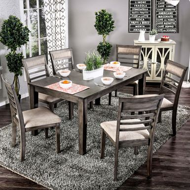 Rustic Wood 7-Piece Dining Set in Weathered Gray