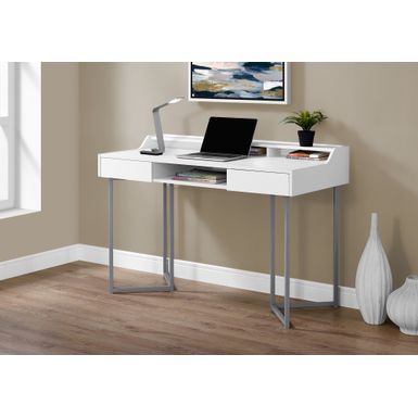 Computer Desk/ Home Office/ Laptop/ Storage Drawers/ 48"L/ Work/ Metal/ Laminate/ White/ Grey/ Contemporary/ Modern