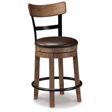 Light Brown Pinnadel Upholstered Swivel Barstool (1/CN)